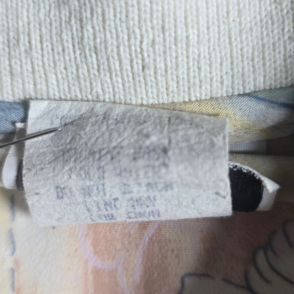 Vintage Tag Floral Patchwork Print Jacket Woman Medium Cream Collared Full Zip - Picture 11 of 12